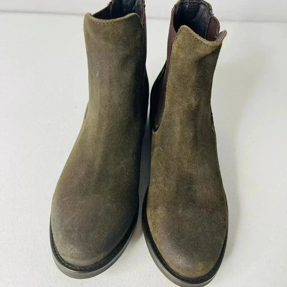 Thursday Boot Company Olive Green Suede Chelsea Booties